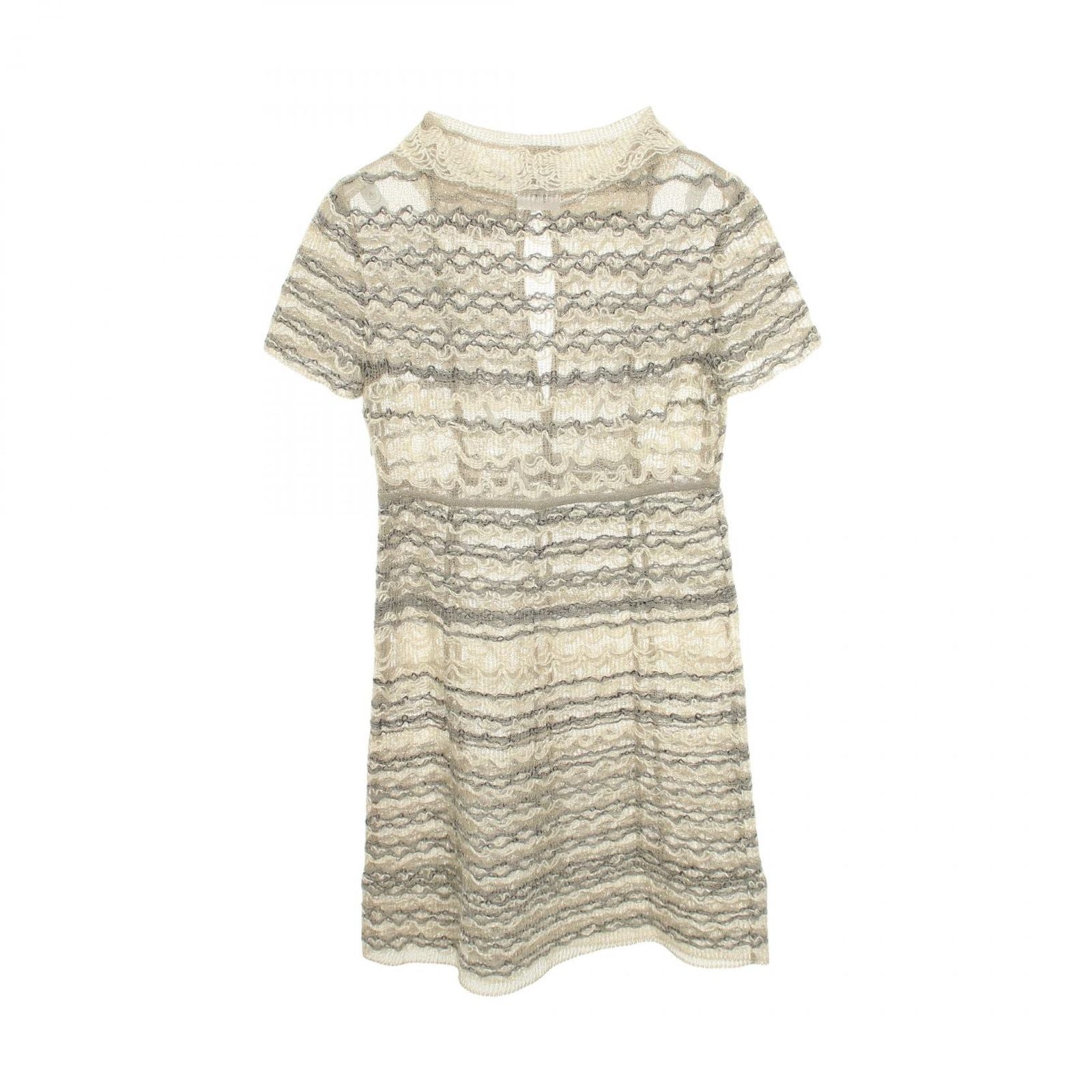 Chanel Dress CC Logo Button Short Sleeve White Fabric Cotton Knit — view 2