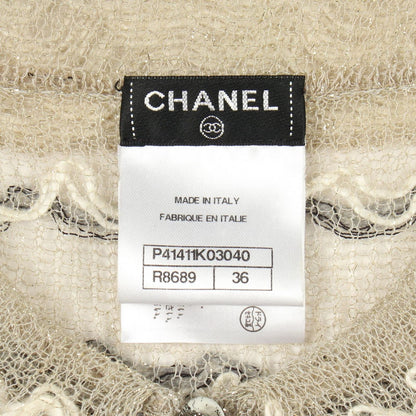 Chanel Dress CC Logo Button Short Sleeve White Fabric Cotton Knit — view 3