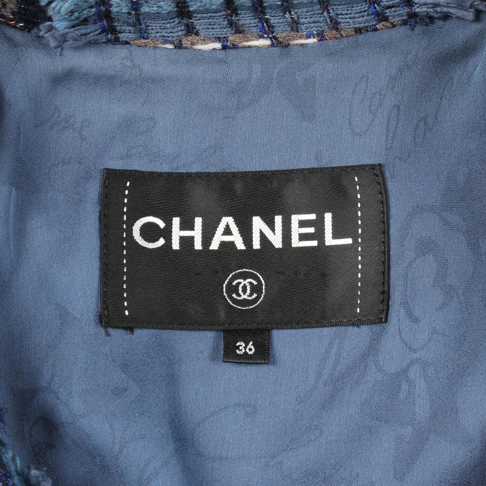 Chanel Tweed Pullover Blue Cotton Top Sweater — view 3