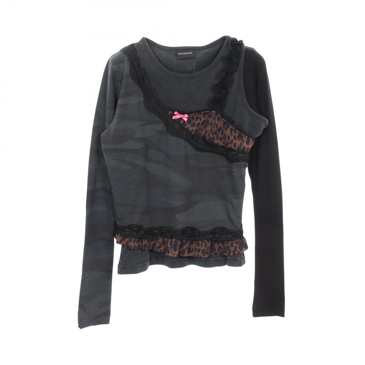 Balenciaga Top Camouflage Leopard Docking Long Sleeve Cotton