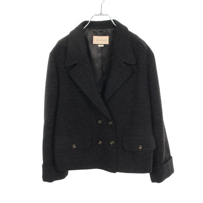 Gucci Double Breasted Tweed Black Jacket
