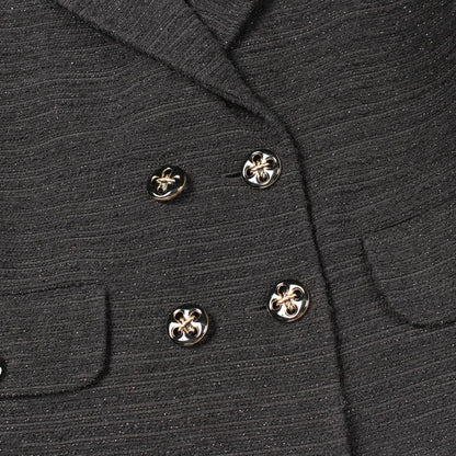 Gucci Double Breasted Tweed Black Jacket — view 7
