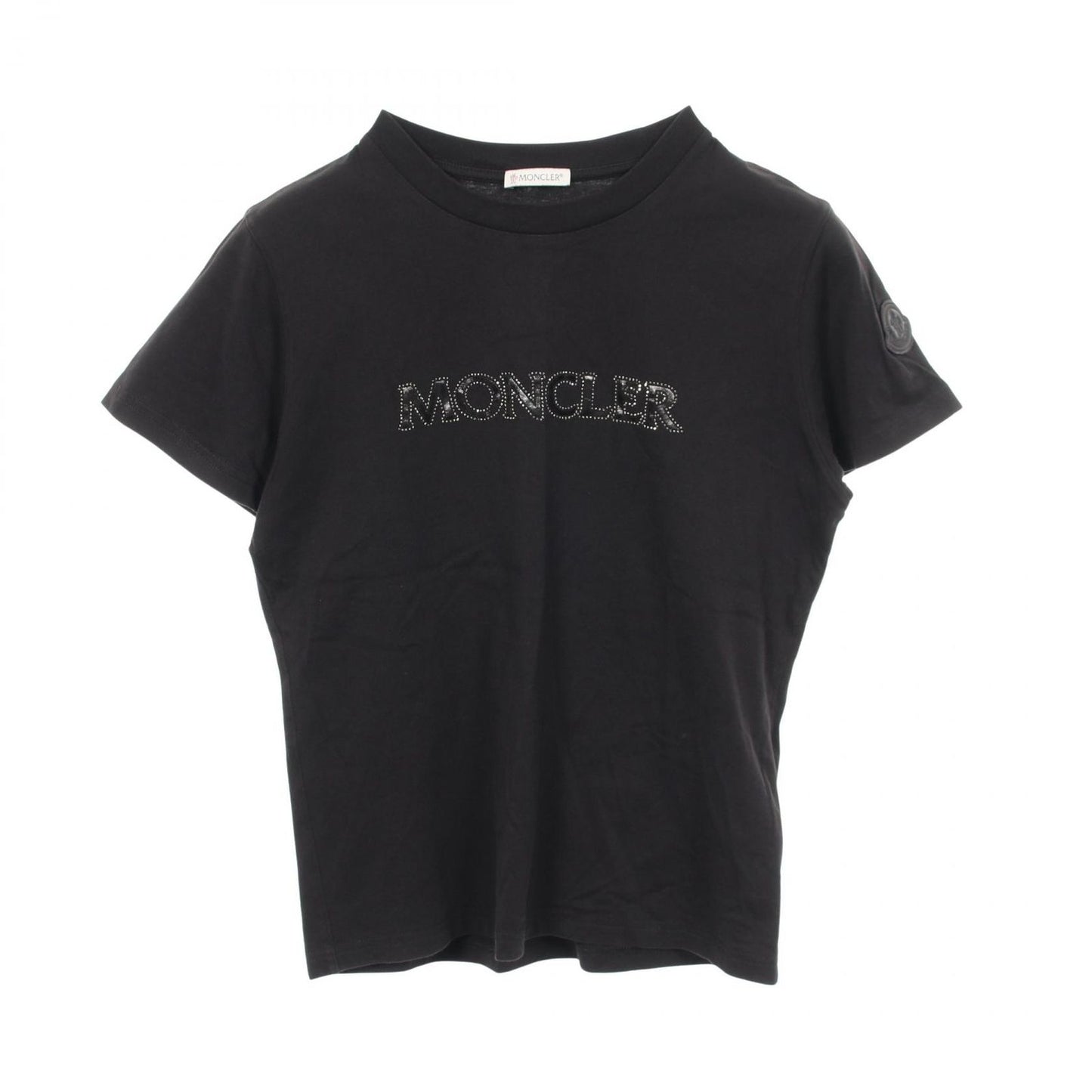 Moncler Short Sleeve T-Shirt Logo Rhinestone Crew Neck Cotton
