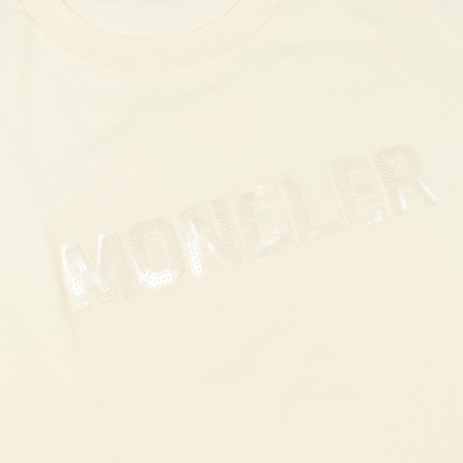 Moncler Short Sleeve T-Shirt Sequin Logo Cropped Cotton — view 7