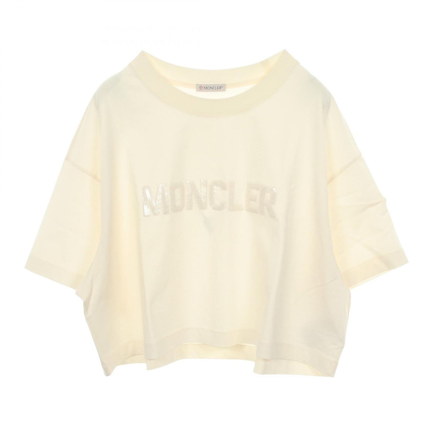 Moncler Short Sleeve T-Shirt Sequin Logo Cropped Cotton