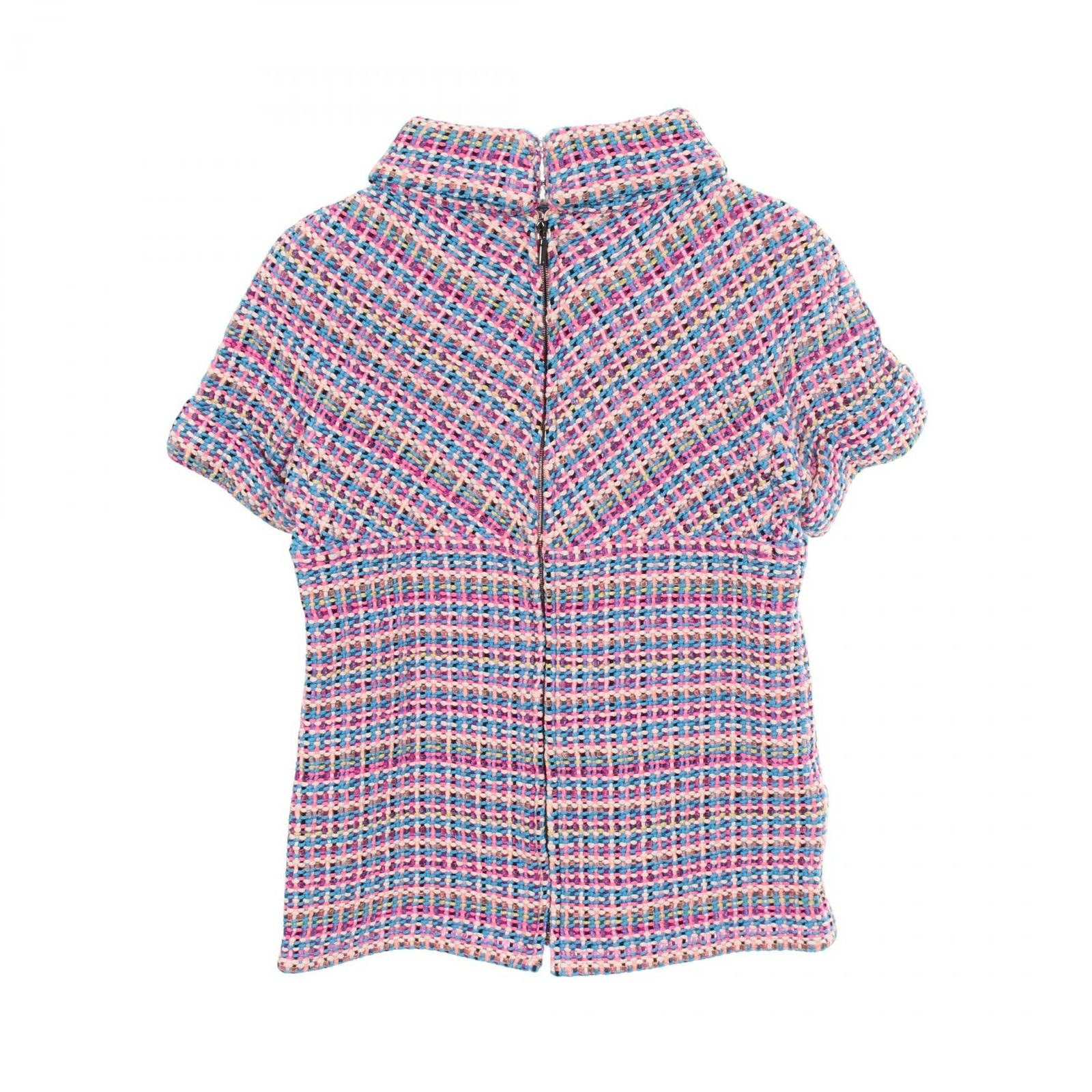 Chanel CC Logo Tweed Pink Cotton — view 2