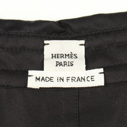 Hermes Blouse Zip Up Ruffle Shirt Black Cotton Jacket — view 3