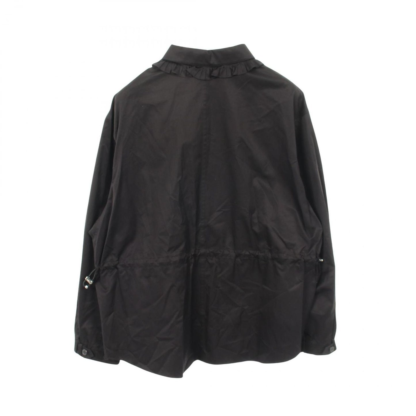 Hermes Blouse Zip Up Ruffle Shirt Black Cotton Jacket — view 2