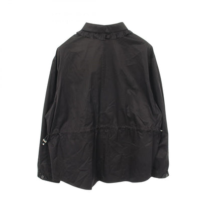Hermes Blouse Zip Up Ruffle Shirt Black Cotton Jacket — view 2