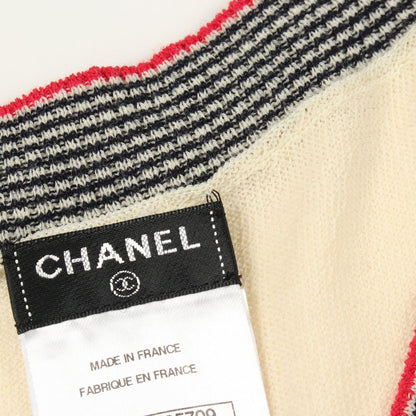 Chanel Knit CC Logo Striped Neck Wool Cotton Sweater — view 5