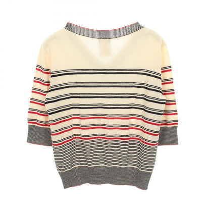 Chanel Knit CC Logo Striped Neck Wool Cotton Sweater — view 2