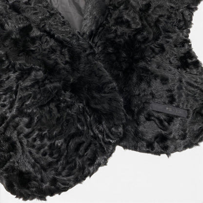 Prada Prda Calgum Lamb Pocono Fur Poncho Large Shawl Black Scarf — view 6