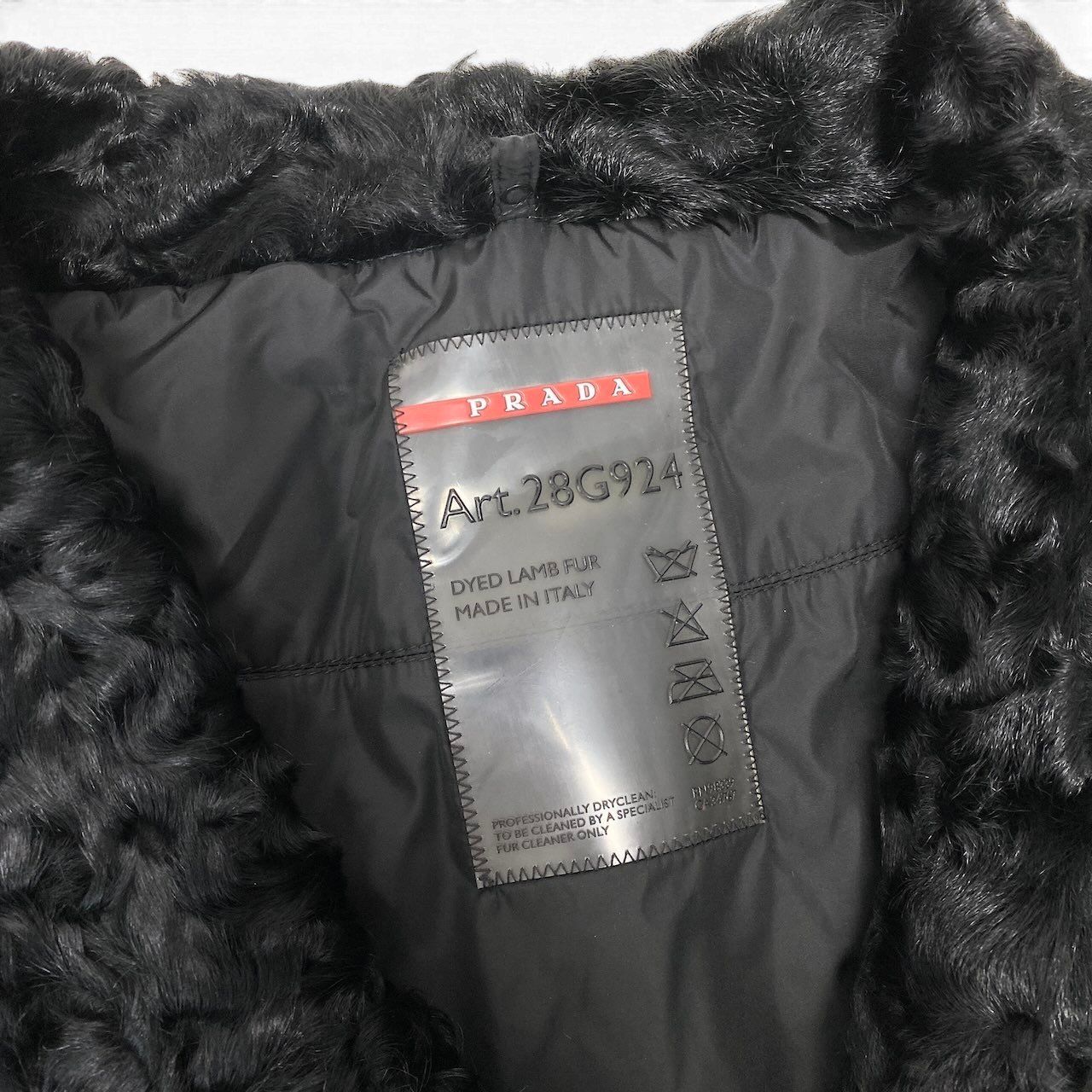 Prada Prda Calgum Lamb Pocono Fur Poncho Large Shawl Black Scarf — view 8