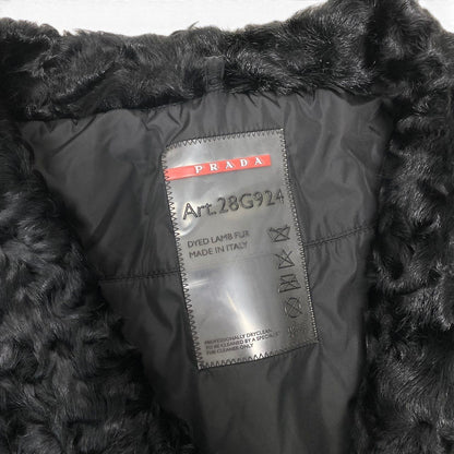 Prada Prda Calgum Lamb Pocono Fur Poncho Large Shawl Black Scarf — view 8