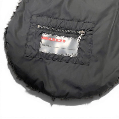 Prada Prda Calgum Lamb Pocono Fur Poncho Large Shawl Black Scarf — view 9
