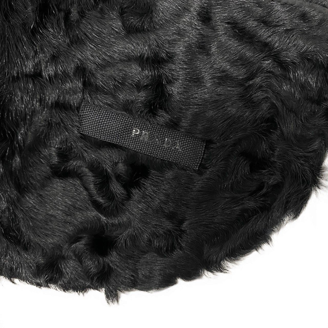 Prada Prda Calgum Lamb Pocono Fur Poncho Large Shawl Black Scarf — view 7