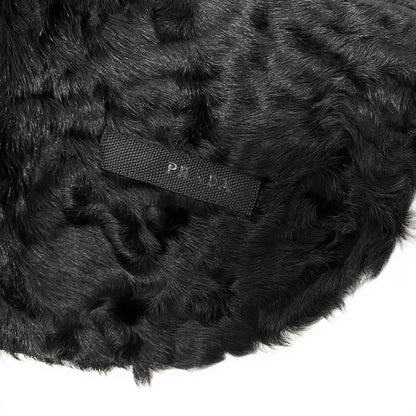 Prada Prda Calgum Lamb Pocono Fur Poncho Large Shawl Black Scarf — view 7