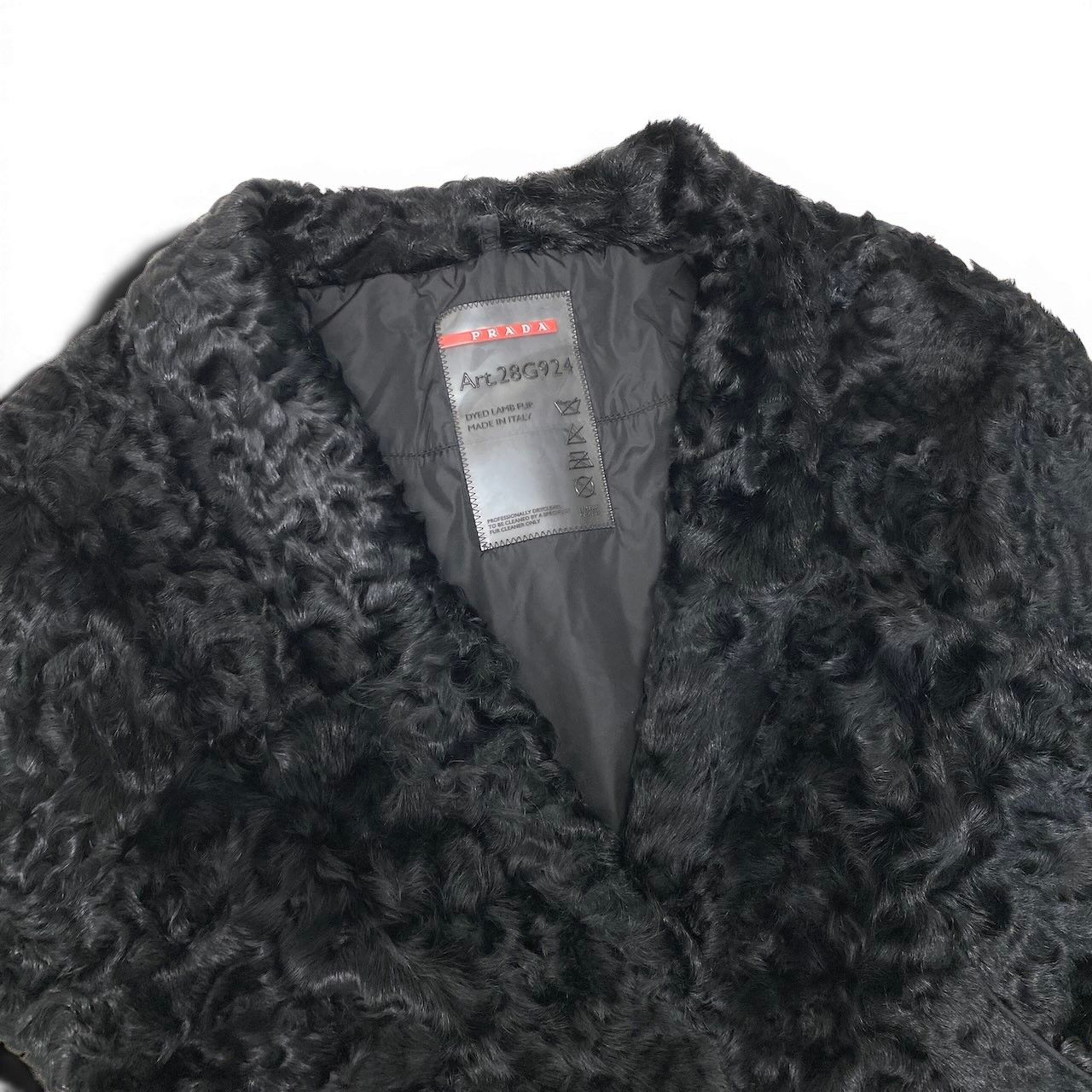 Prada Prda Calgum Lamb Pocono Fur Poncho Large Shawl Black Scarf — view 5