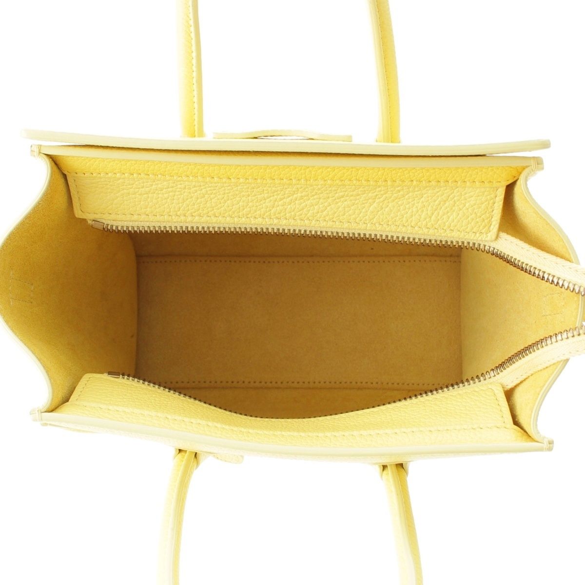 Celine Luggage Nano Drummed Calfskin Leather 2-Way Shoulder Handbag Yellow — view 6