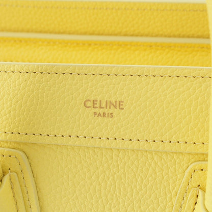 Celine Luggage Nano Drummed Calfskin Leather 2-Way Shoulder Handbag Yellow — view 8