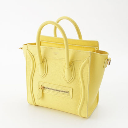 Celine Luggage Nano Drummed Calfskin Leather 2-Way Shoulder Handbag Yellow — view 2