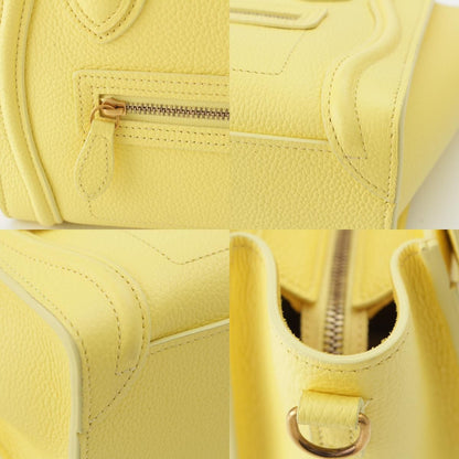 Celine Luggage Nano Drummed Calfskin Leather 2-Way Shoulder Handbag Yellow — view 9