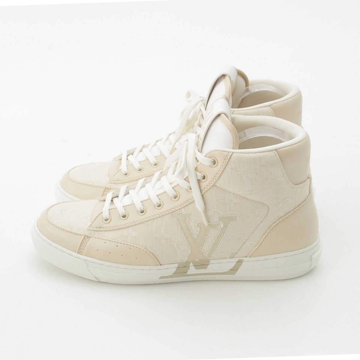 Louis Vuitton Monogram Charlie Line High Cut Sneakers Beige — view 3