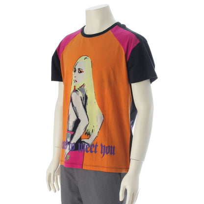 Versace Donatella Graphic Print Short Sleeve T-Shirt Top Orange Black 56 — view 2