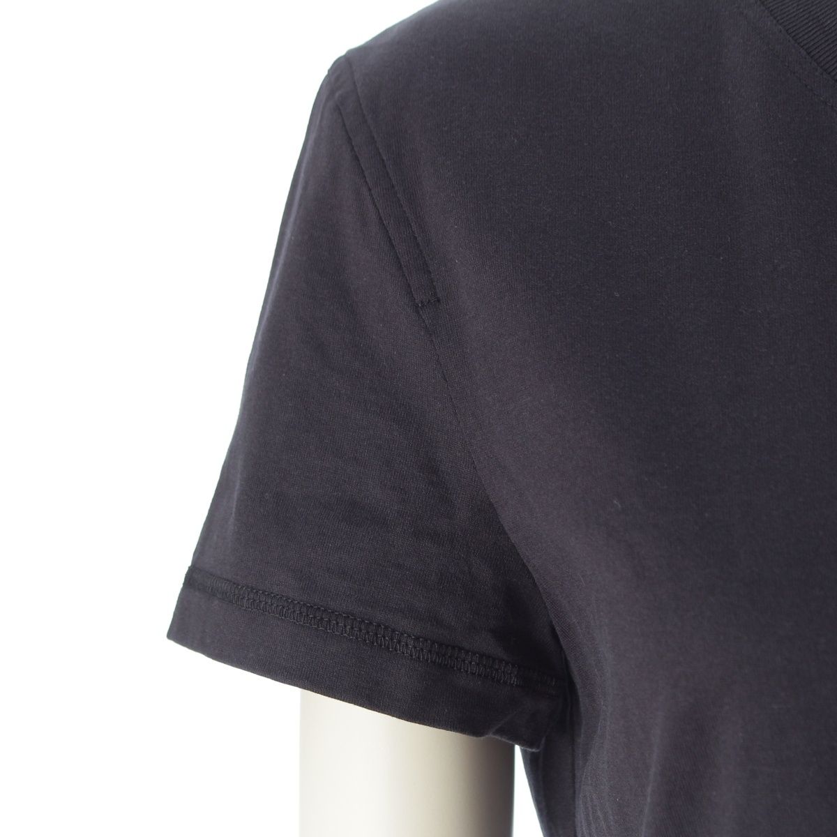 Hermes Cotton Top Embroidery Pocket Short Sleeve Dress Navy 34 — view 6