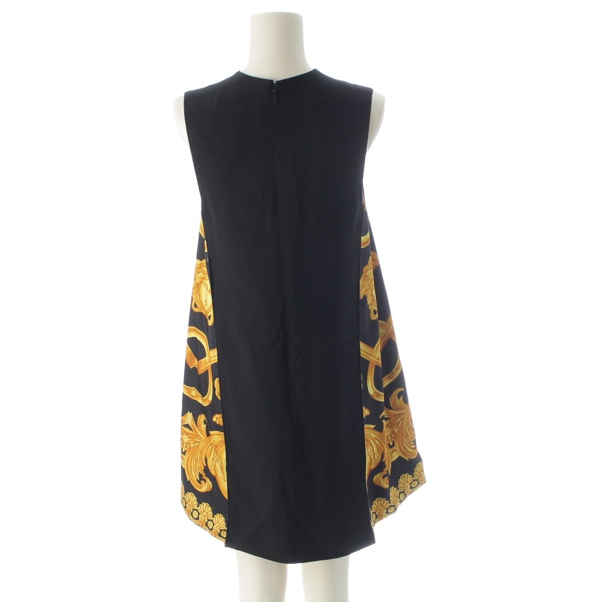 Versace Barocco Sleeveless Mini Dress Black Yellow 36 — view 4