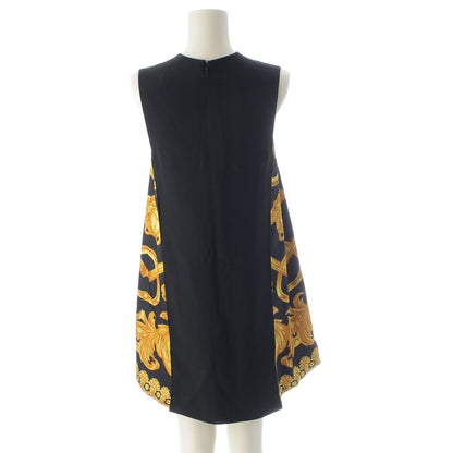Versace Barocco Sleeveless Mini Dress Black Yellow 36 — view 4