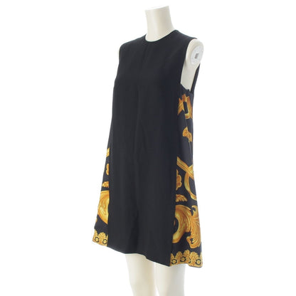 Versace Barocco Sleeveless Mini Dress Black Yellow 36 — view 2