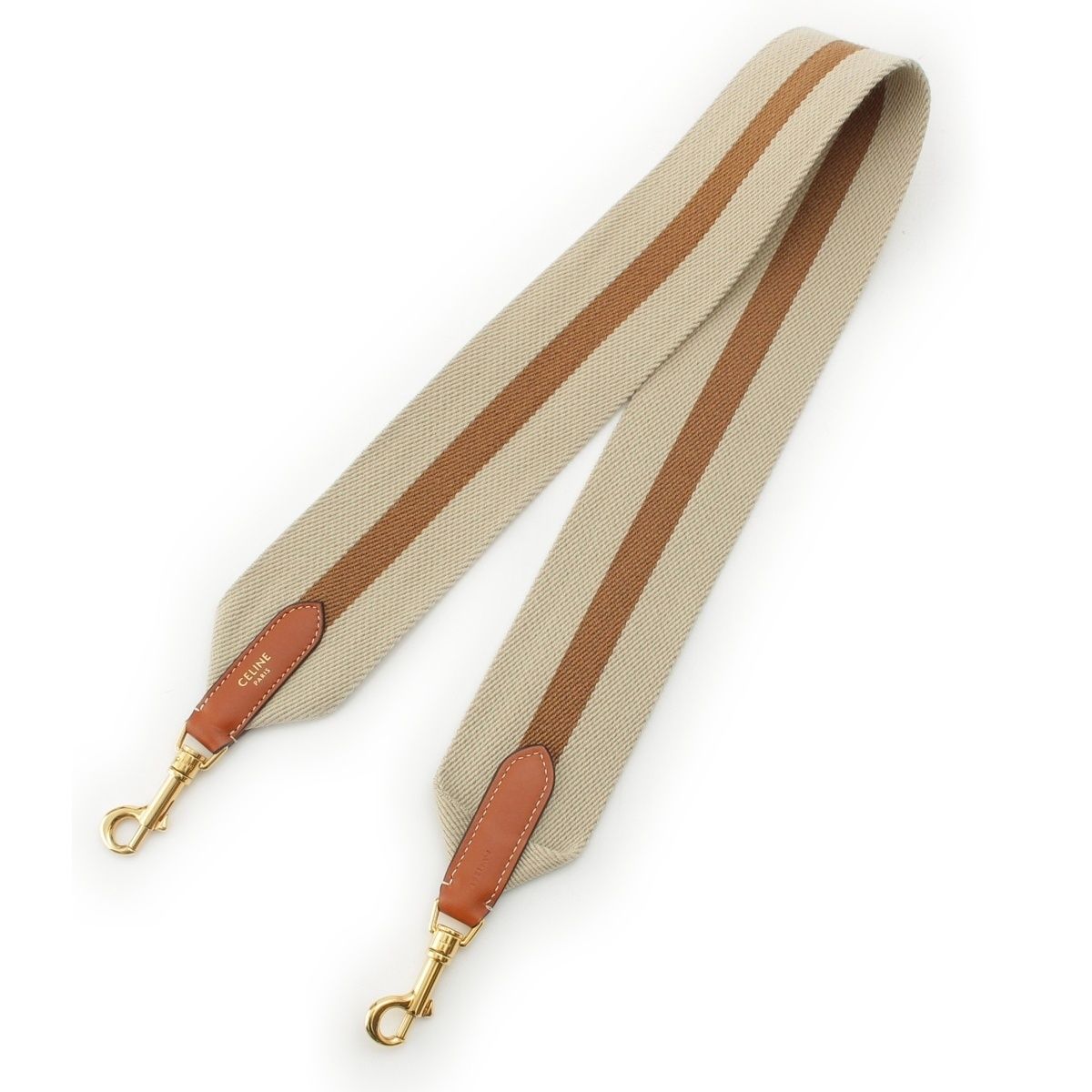 Celine Canvas Leather Line Shoulder Strap Beige Brown — view 2