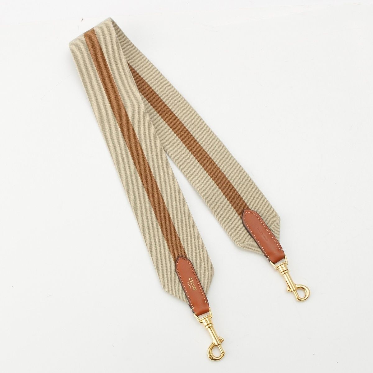 Celine Canvas Leather Line Shoulder Strap Beige Brown — view 3