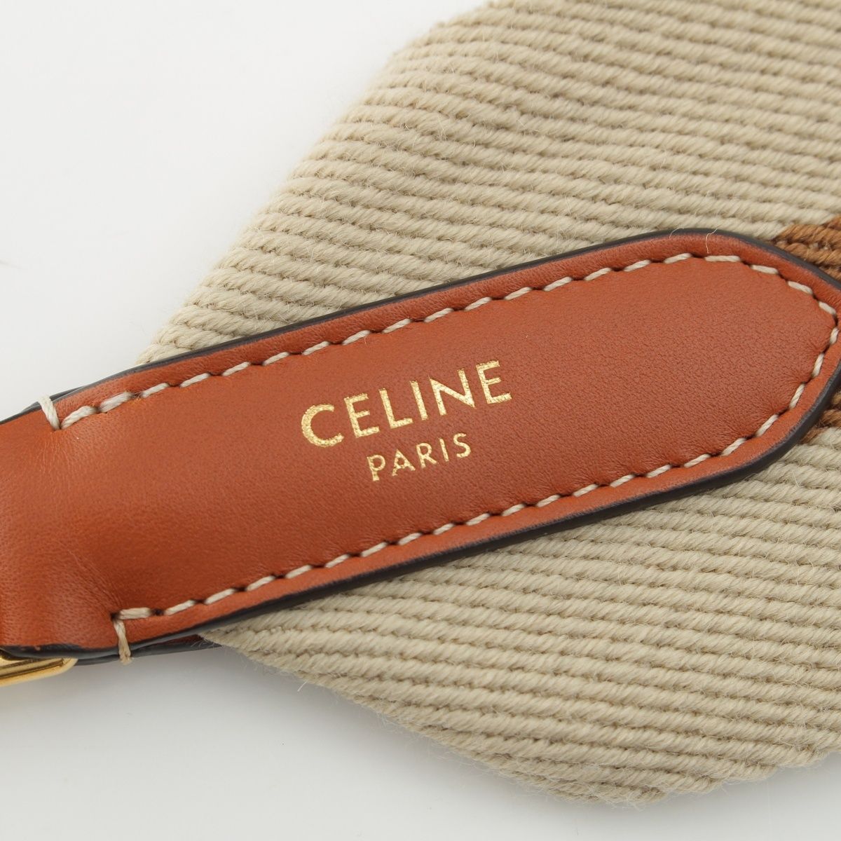 Celine Canvas Leather Line Shoulder Strap Beige Brown — view 6