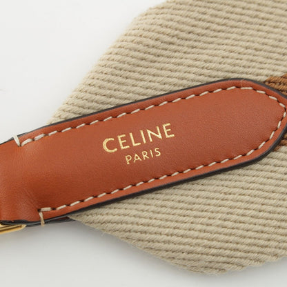 Celine Canvas Leather Line Shoulder Strap Beige Brown — view 6