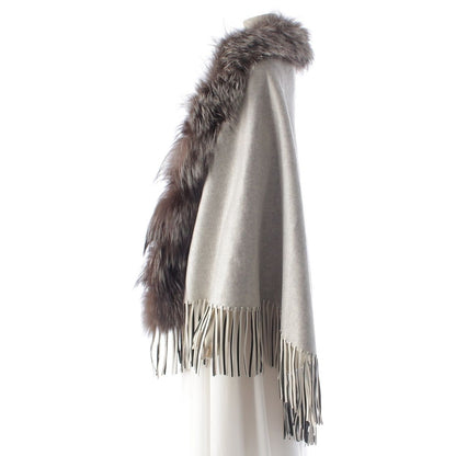 Fendi Cashmere Leather Fur Poncho Gray Cape — view 3