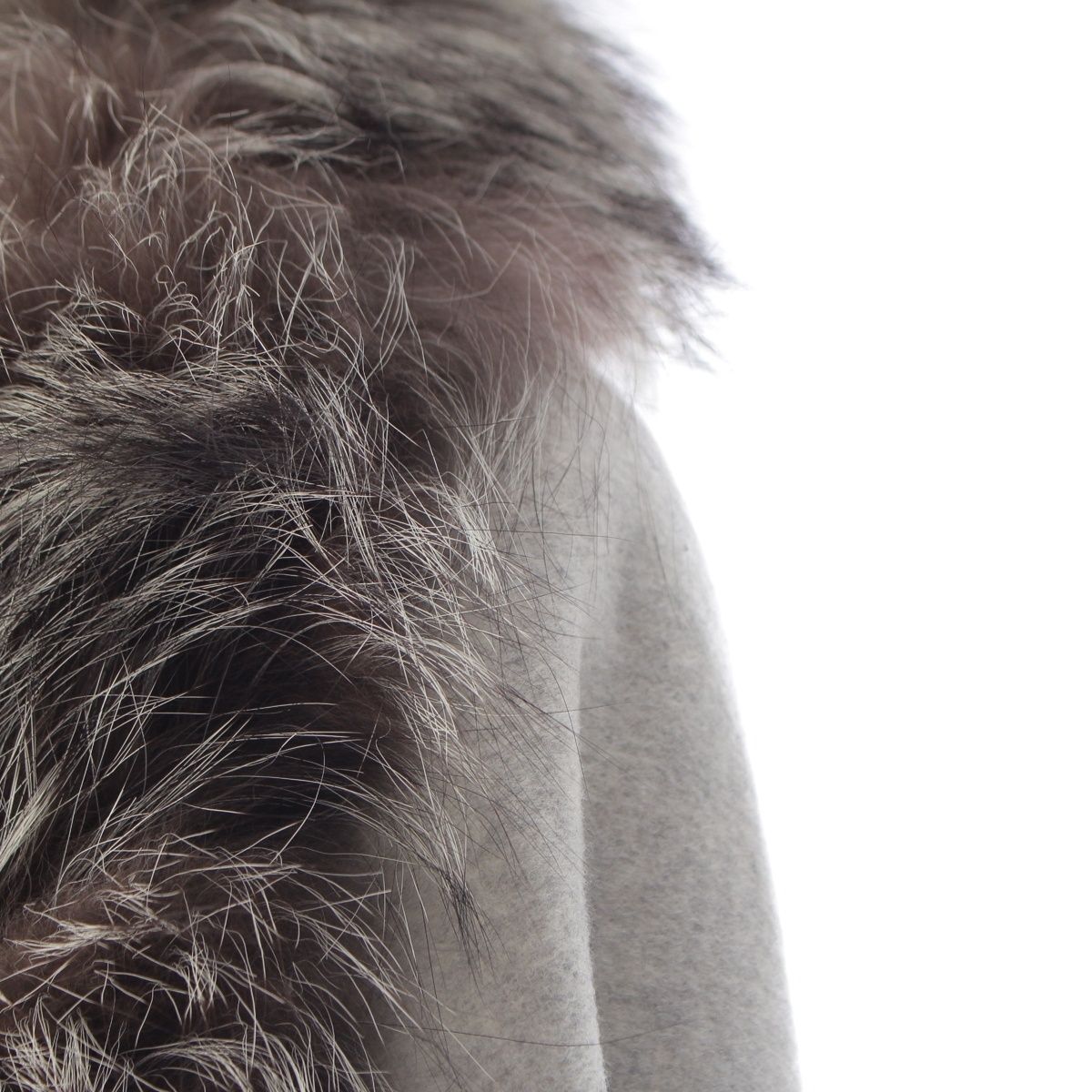 Fendi Cashmere Leather Fur Poncho Gray Cape — view 6