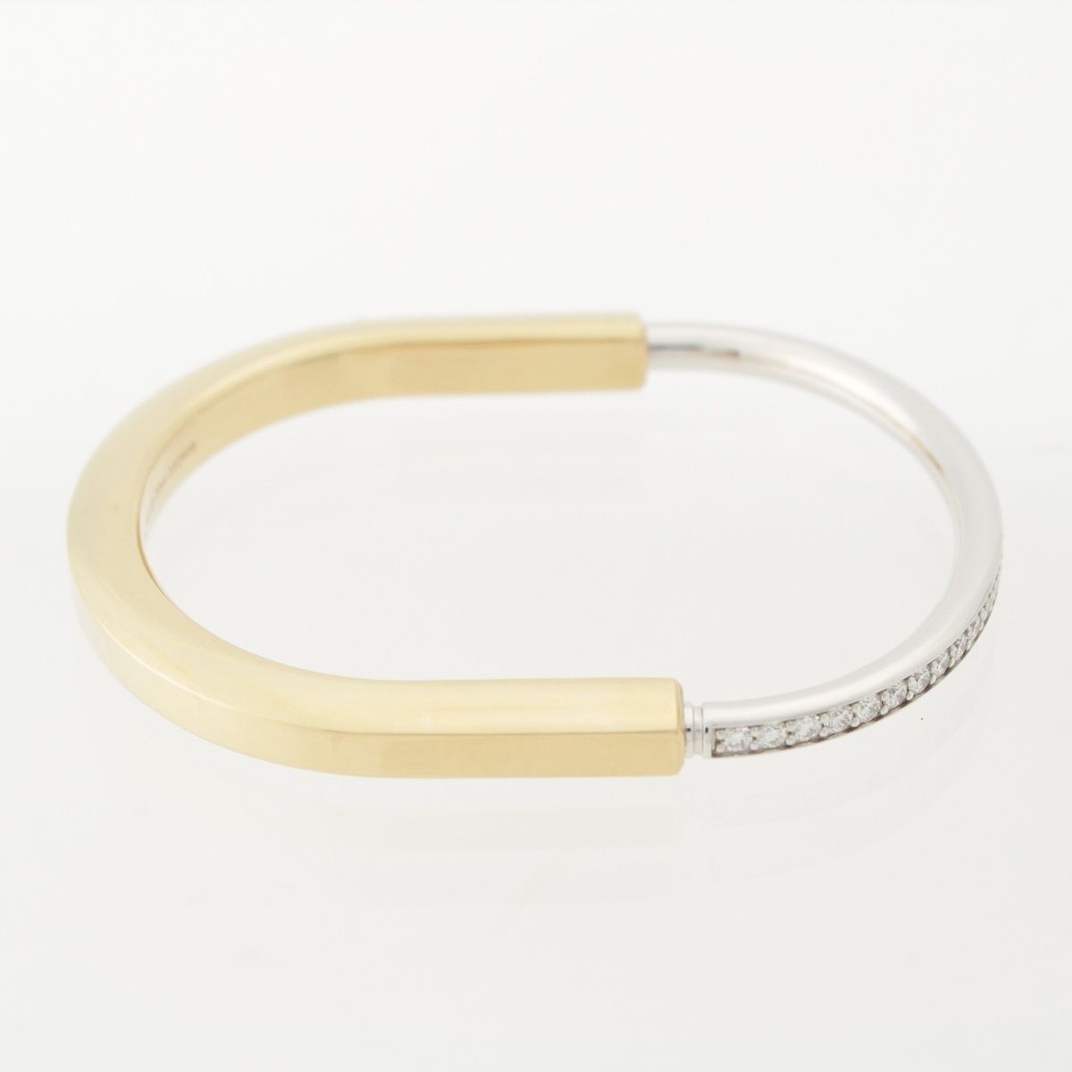 Tiffany & Co Lock Half Pave Diamond Bangle Wg Yg Bracelet — view 4