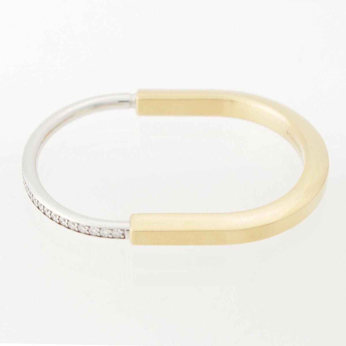 Tiffany & Co Lock Half Pave Diamond Bangle Wg Yg Bracelet — view 2