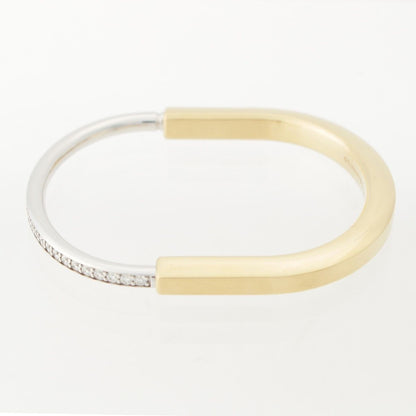 Tiffany & Co Lock Half Pave Diamond Bangle Wg Yg Bracelet — view 2