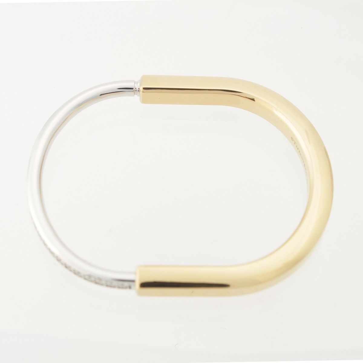 Tiffany & Co Lock Half Pave Diamond Bangle Wg Yg Bracelet — view 5