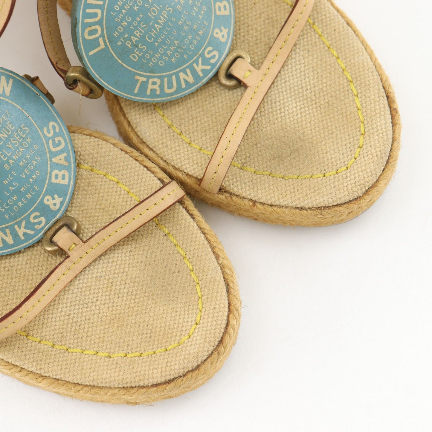 Louis Vuitton Trunks&bag Wedge Sole Linen Beige Sandals — view 4