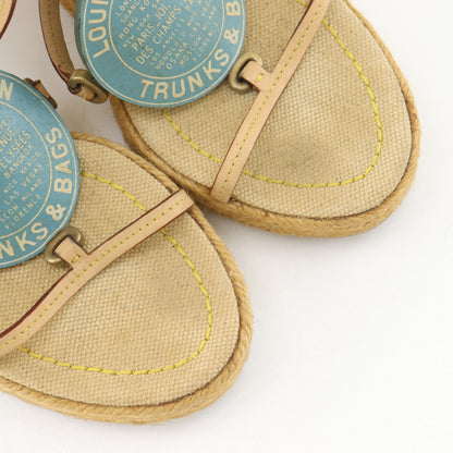 Louis Vuitton Trunks&bag Wedge Sole Linen Beige Sandals — view 4