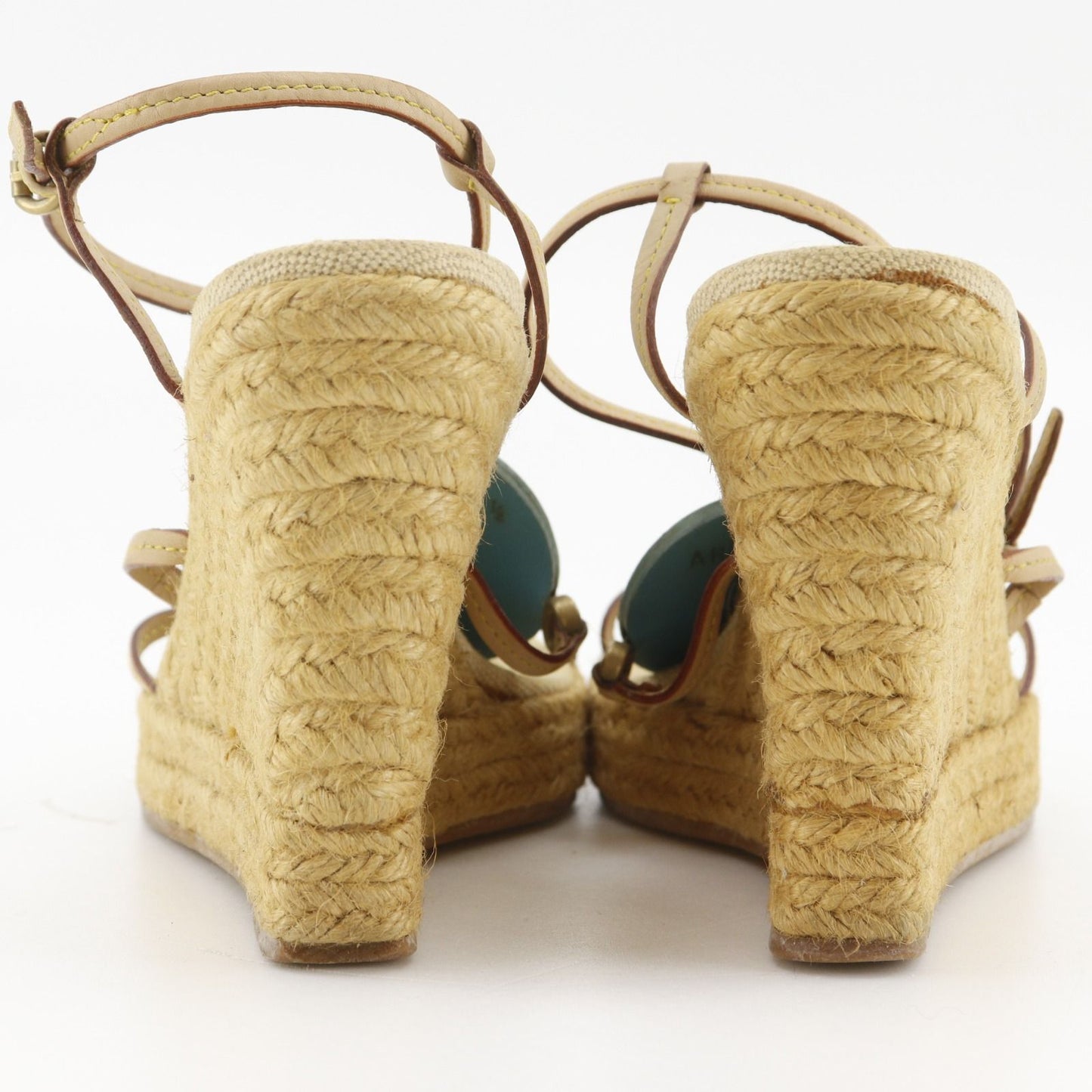 Louis Vuitton Trunks&bag Wedge Sole Linen Beige Sandals — view 3