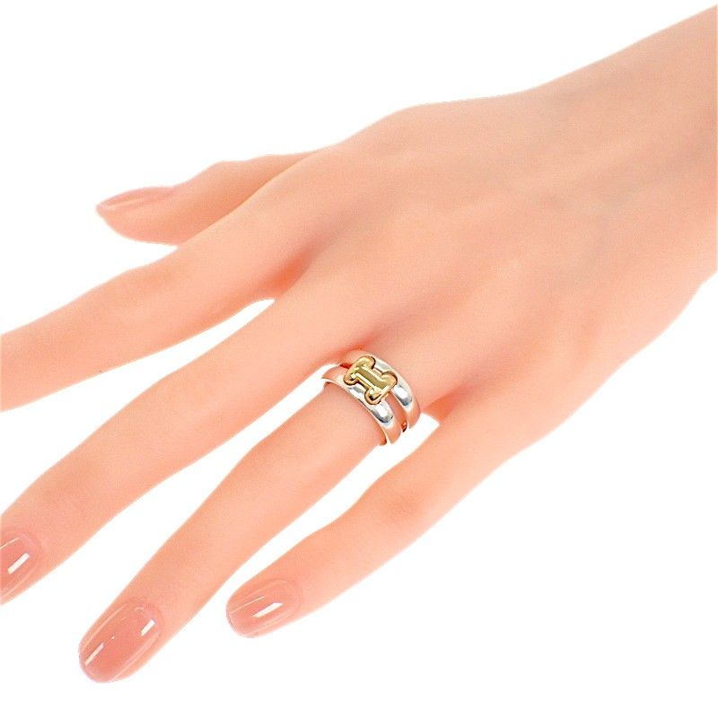 Hermes Olympe Actual 52 Ring 18k Gold 925 Sterling Silver