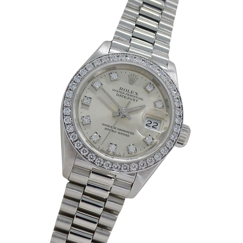 Rolex Datejust Number Watch Bezel Diamond Automatic Winding at Platinum Polished