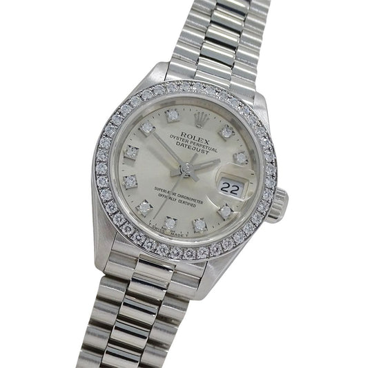 Rolex Datejust Number Watch Bezel Diamond Automatic Winding at Platinum Polished