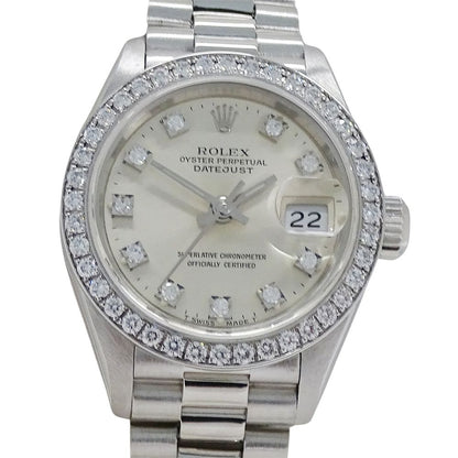 Rolex Datejust Number Watch Bezel Diamond Automatic Winding at Platinum Polished — view 2