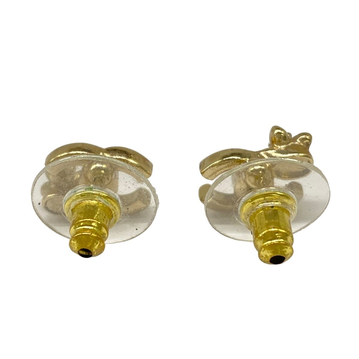 Chanel Earrings CC Logo Gold White Clear — view 2